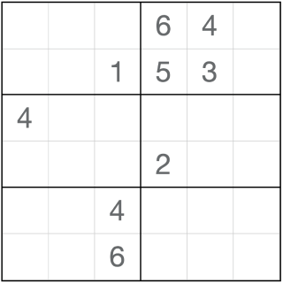 Anti-ridder Sudoku 6x6