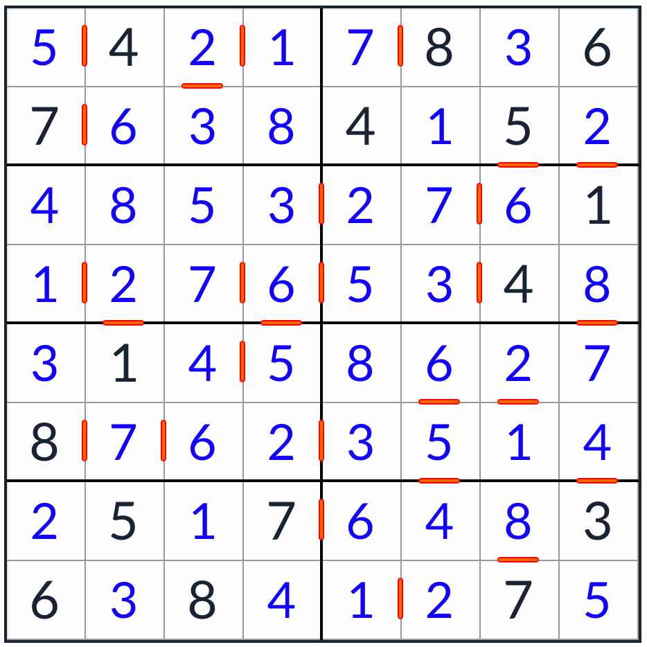 opeenvolgende sudoku 8x8 oplossing
