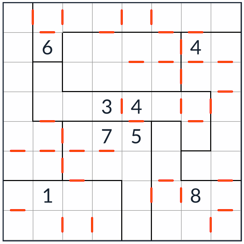Anti-knight onregelmatige opeenvolgende Sudoku 8x8