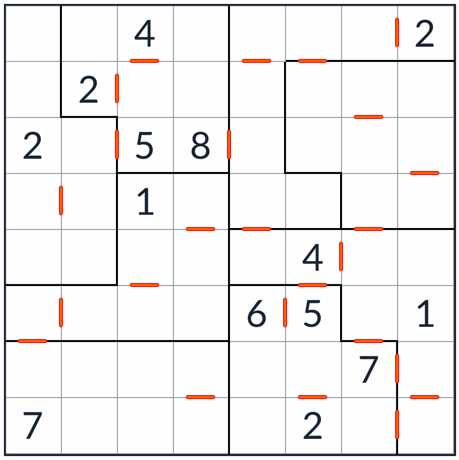 Onregelmatige opeenvolgende Sudoku 8x8