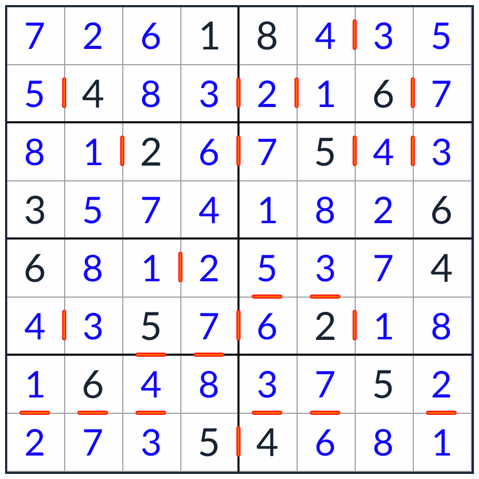 Anti-King opeenvolgende sudoku 8x8 oplossing