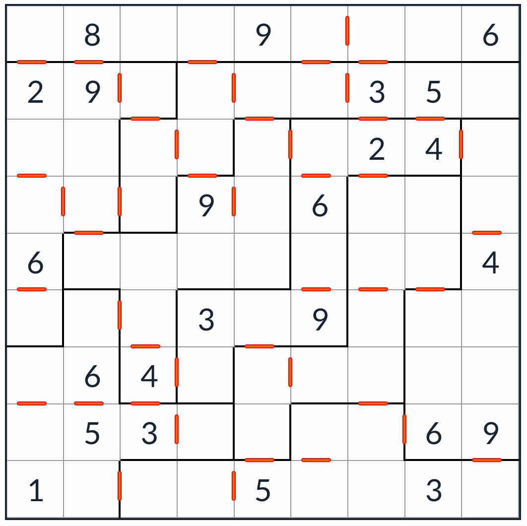 onregelmatige opeenvolgende sudoku puzzel