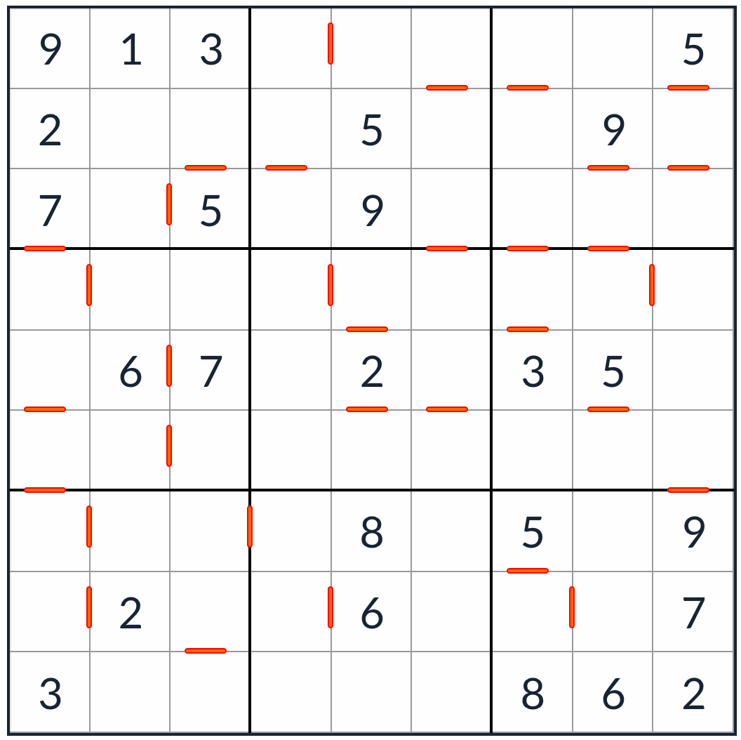 Anti-King opeenvolgende Sudoku