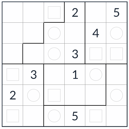 Anti-King onregelmatige gelijkmatige sudoku 6x6