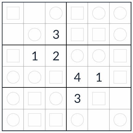 Anti-King gelijkmatige Sudoku 6x6