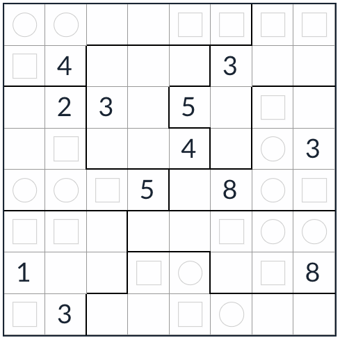 Anti-King onregelmatige gelijkmatige sudoku 8x8
