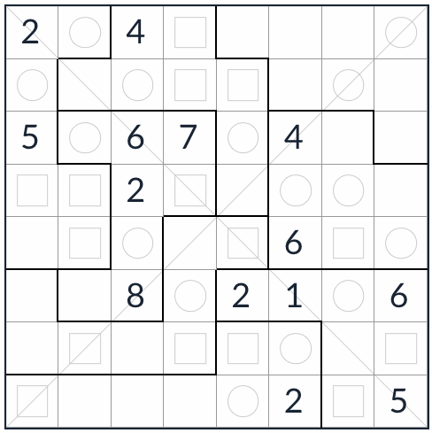 Onregelmatige diagonale even-ondelijke sudoku 8x8