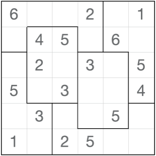 Puzzel sudoku 6x6