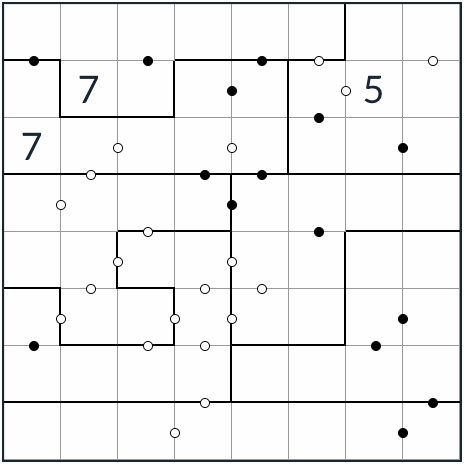 Anti-knight onregelmatige kropki sudoku 8x8