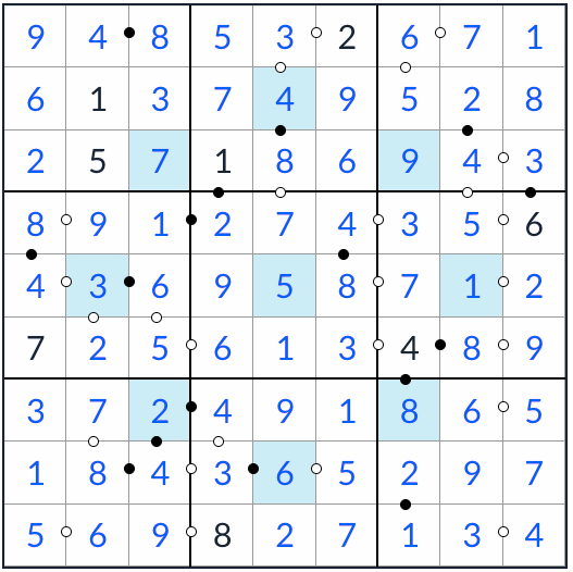 asterisk kropki sudoku -oplossing