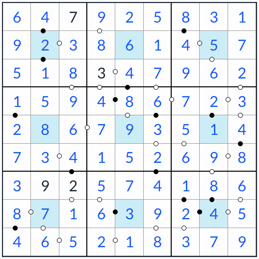 center kropki sudoku -oplossing