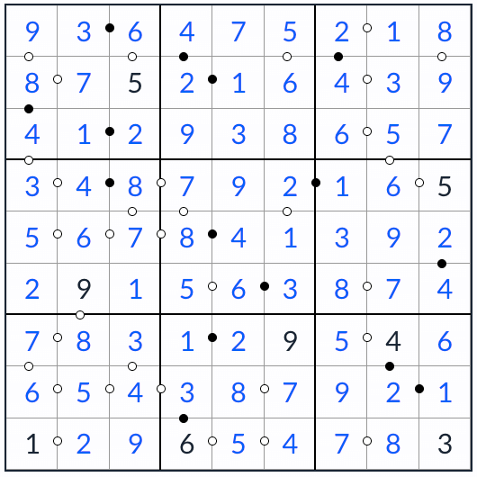 anti-knight kropki sudoku-oplossing