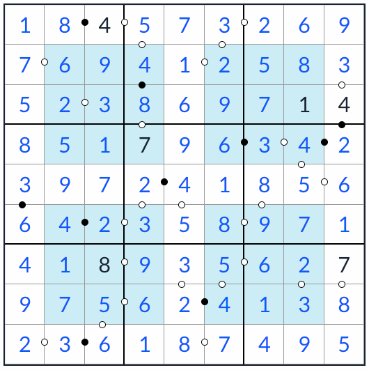 anti-knight hyper kropki sudoku-oplossing
