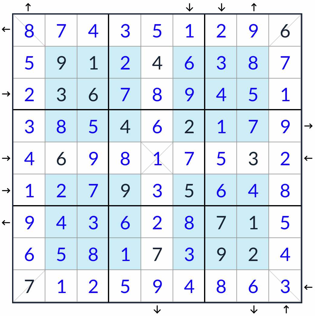 Hyper Diagonal Rossini sudoku -oplossing