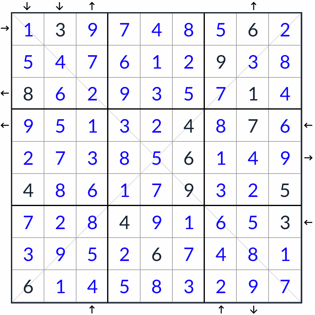 diagonal rossini sudoku -oplossing