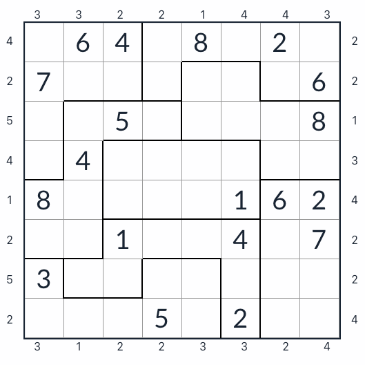 Anti-koning onregelmatige wolkenkrabber Sudoku 8x8