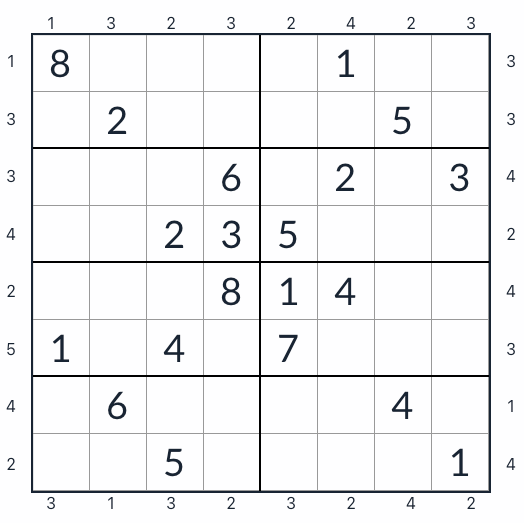 Anti-koning wolkenkrabber Sudoku 8x8