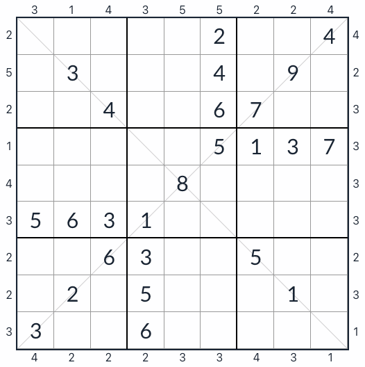Diagonale wolkenkrabber Sudoku