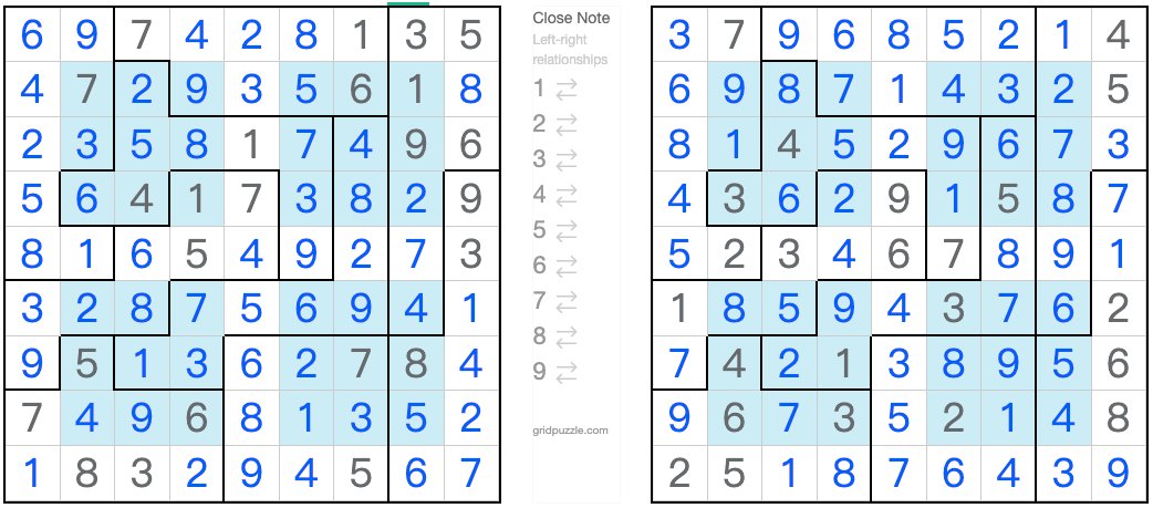 Twin Corresponderende Jigsaw Hyper Sudoku Solution