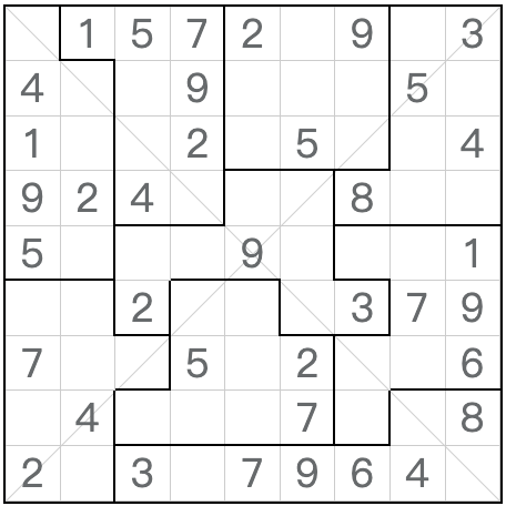 Tweeling overeenkomstige diagonale jigsaw Sudoku