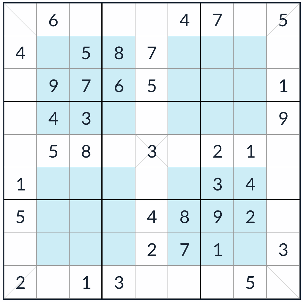 Anti-koning diagonale hyper sudoku