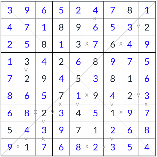 diagonal xv sudoku -oplossing